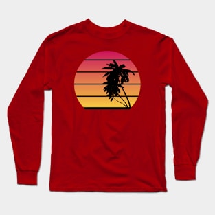 Retro Sunset and Palm Trees Long Sleeve T-Shirt